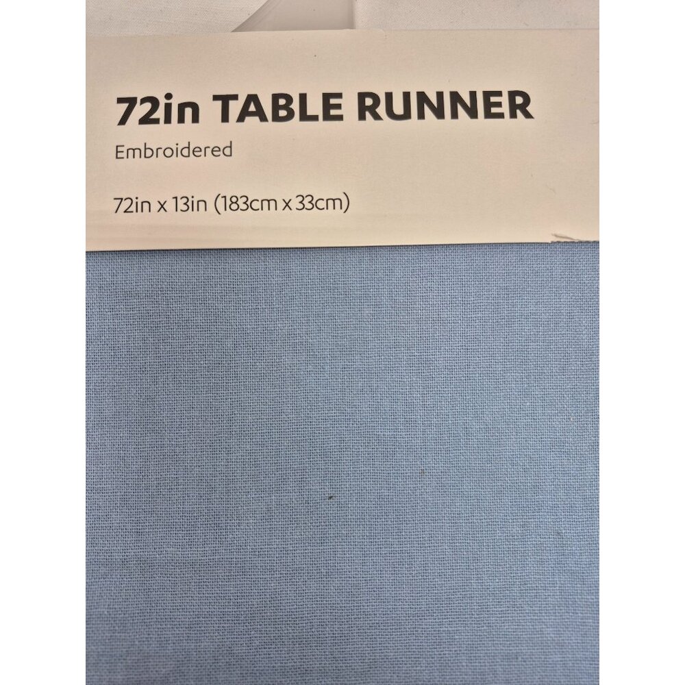 At Home Providence 72in Table Runner & 4 Napkin Set Linens Blue White Embroidere - Picture 9 of 12